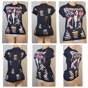 WWE Black Custom Stone Cold Distressed Tee
